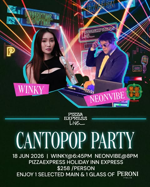 Ticket at HKD 258 includes main course and Peroni beer at CantoPop party event.