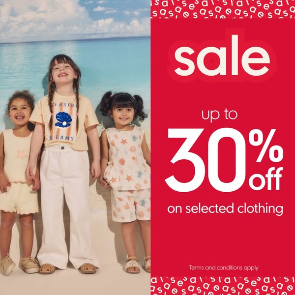 Mothercare Hong Kong: Up to 30% off selected clothing for kids plus buy one get one free underwear