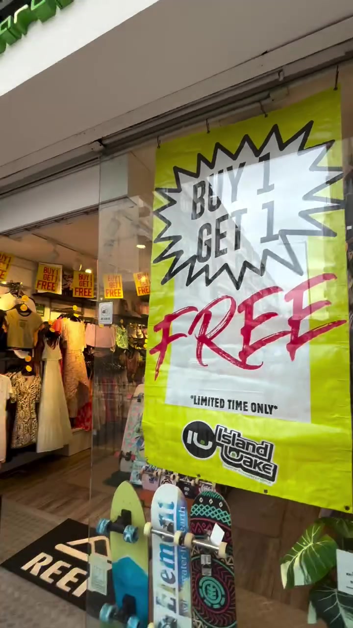Buy 1 get 1 free on selected clearance items at Island Wake Sai Kung store.