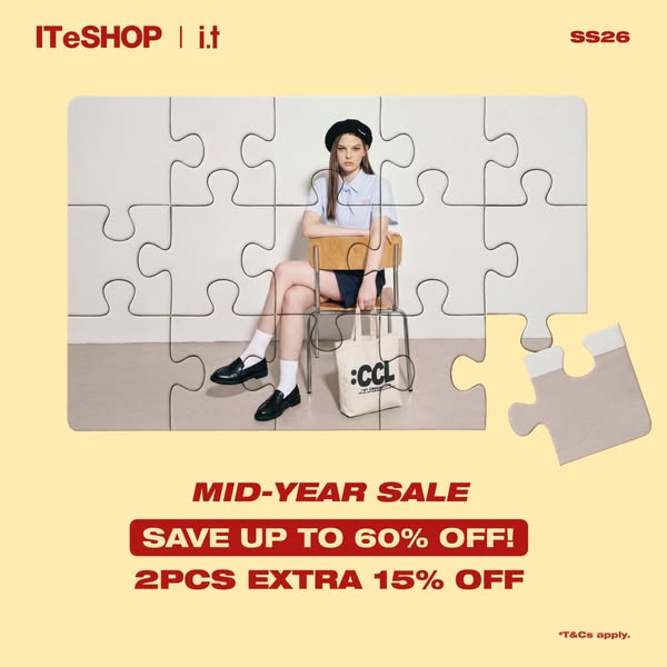 ITeSHOP: Up to 60% off SS26 Mid-Year Sale items; extra 15% off when buying 2 pieces