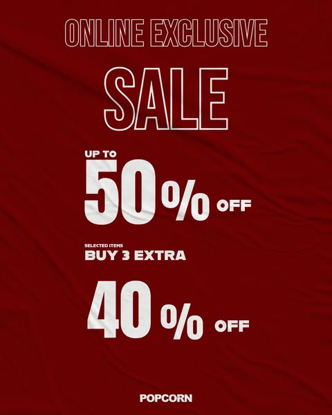 popcorn supply: Selected trendy clothing, popular sneakers, and functional items reduced to 50%…
