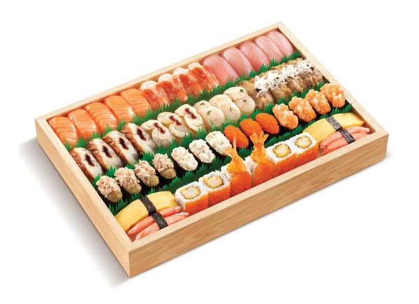 Sushi platters from 10% off, custom sushi boxes from 5% off.