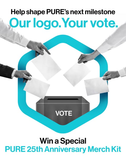 Vote for anniversary logo design and win limited-edition PURE 25th Anniversary Merch Kit.