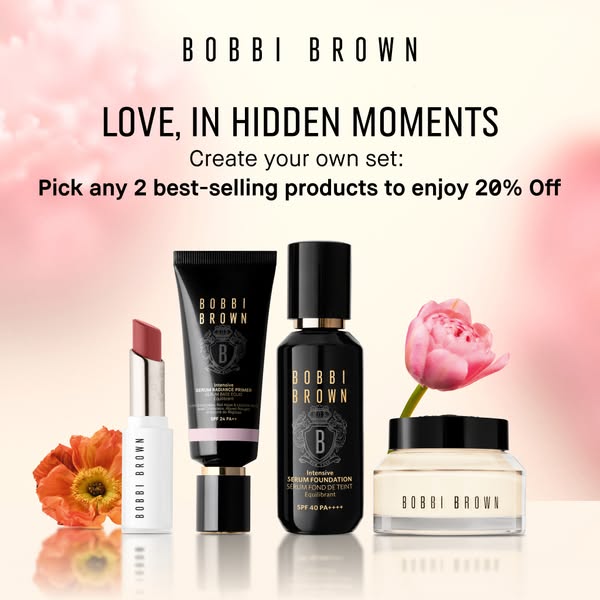 Bobbi Brown Cosmetics: Choose any 2 favourites for up to 20% off, or spend HK$1,680 for 4 gifts