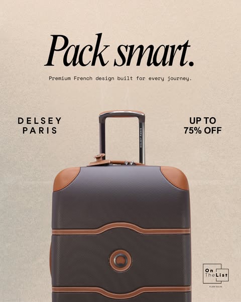 DELSEY PARIS luggage and travel accessories up to 75% off, extra 10% off on purchases over HK$1,500.