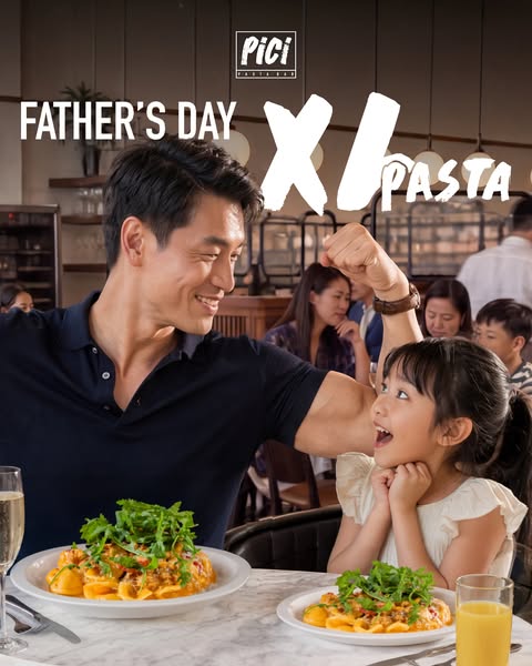pici: Free XL upsizing (1.5x portion) on all pasta for dads accompanied by kids