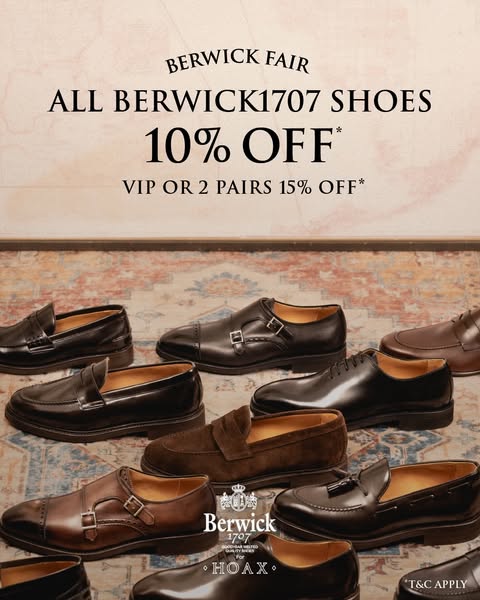 hoax: Berwick1707 shoes: 10% off for general customers, 15% off for VIP members
