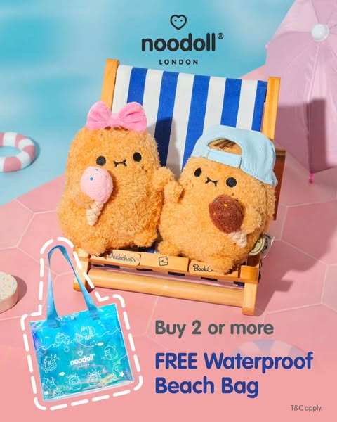 Mothercare Hong Kong: Free rainbow waterproof beach bag with purchase of 2+ Noodoll midsummer…