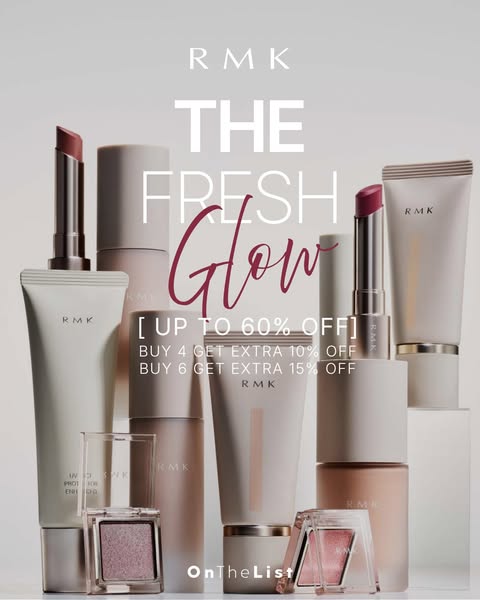 RMK beauty products up to 60% off, plus extra discounts when buying multiple items.