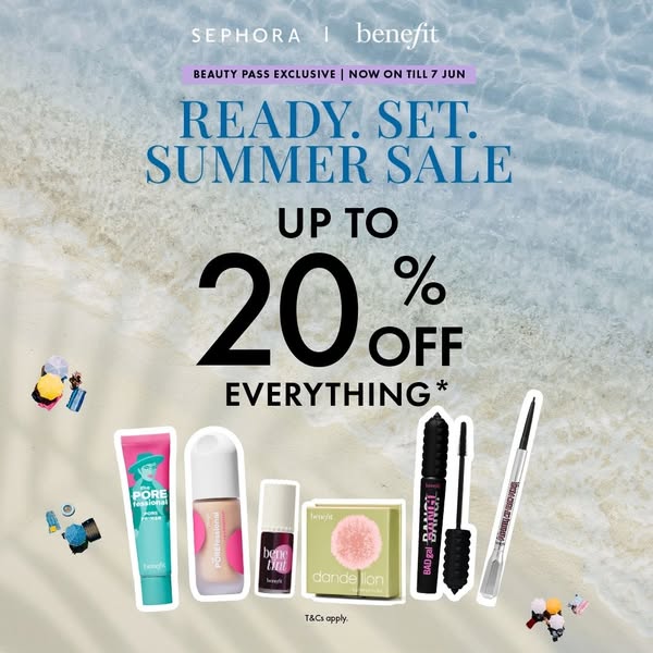 Benefit Cosmetics: Up to 20% off Benefit products with minimum spend requirements during summer…