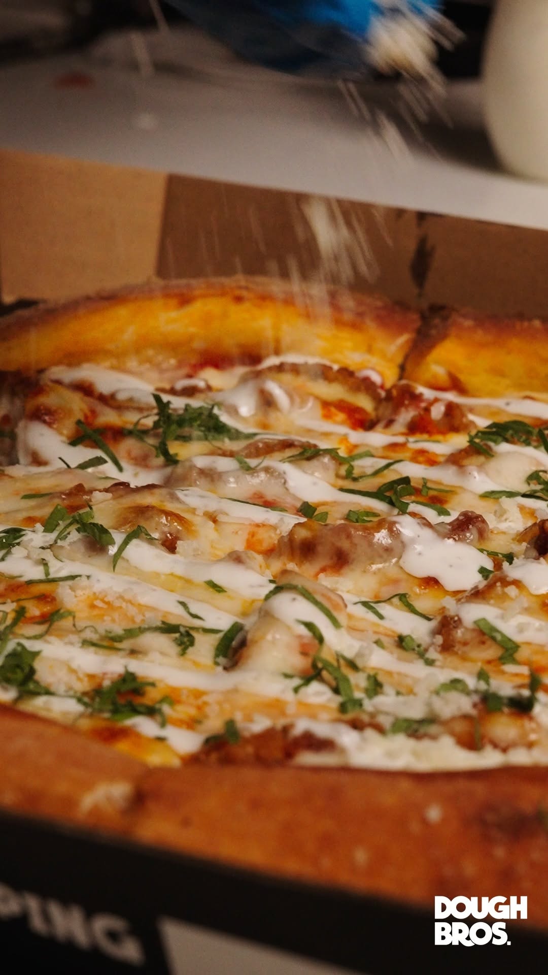 Dough Bros — New Fried Chicken Pizza Series available for a limited time only.