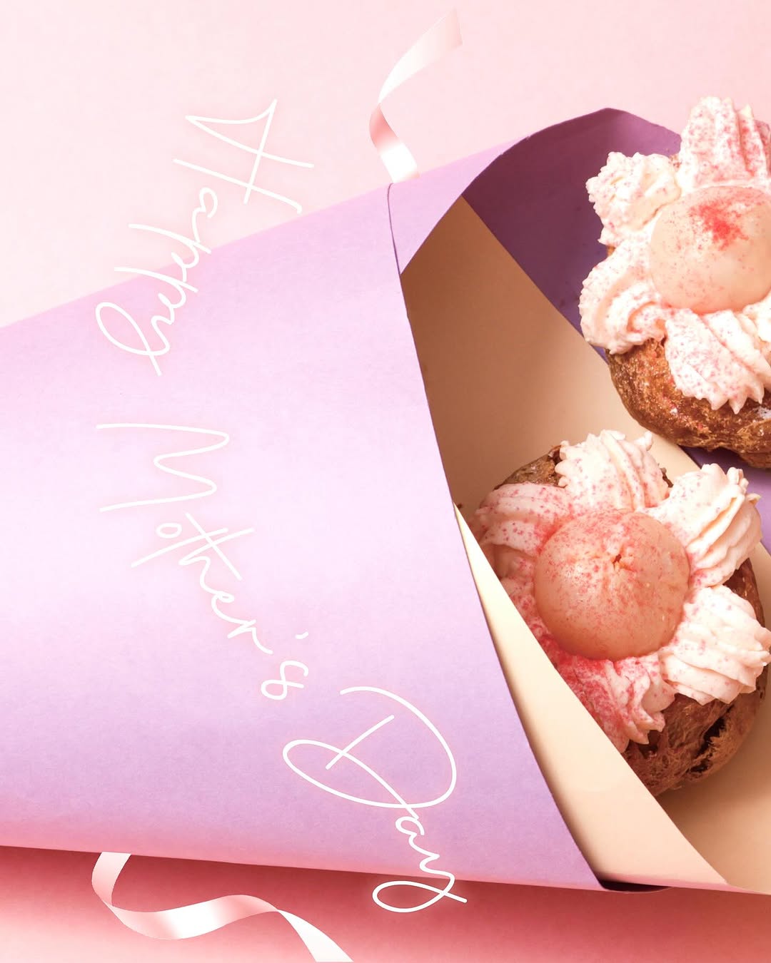 Chez Choux: Limited-time rose lychee puff available during Mother's Day period as a special…