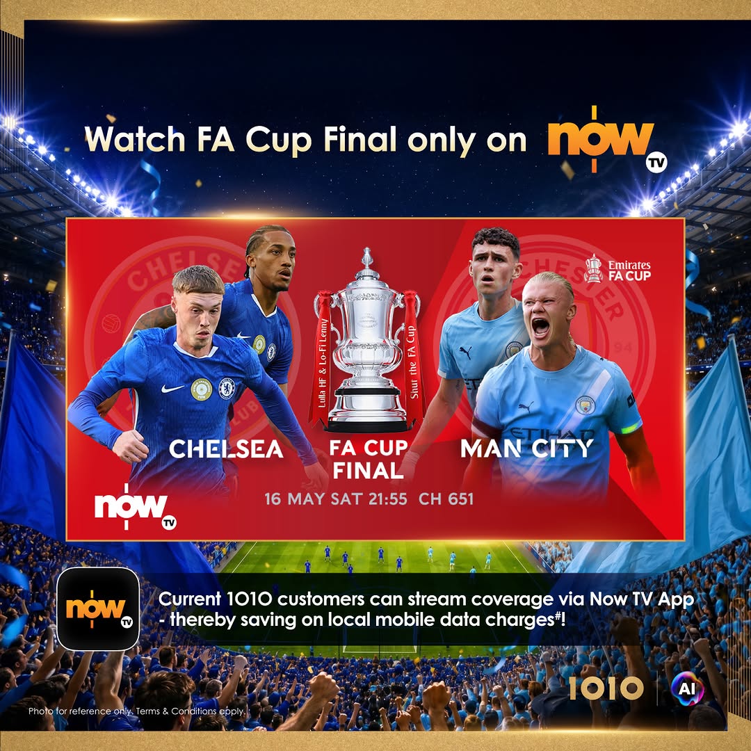 1010: 1O1O customers get free local mobile data exemption when watching FA Cup final…