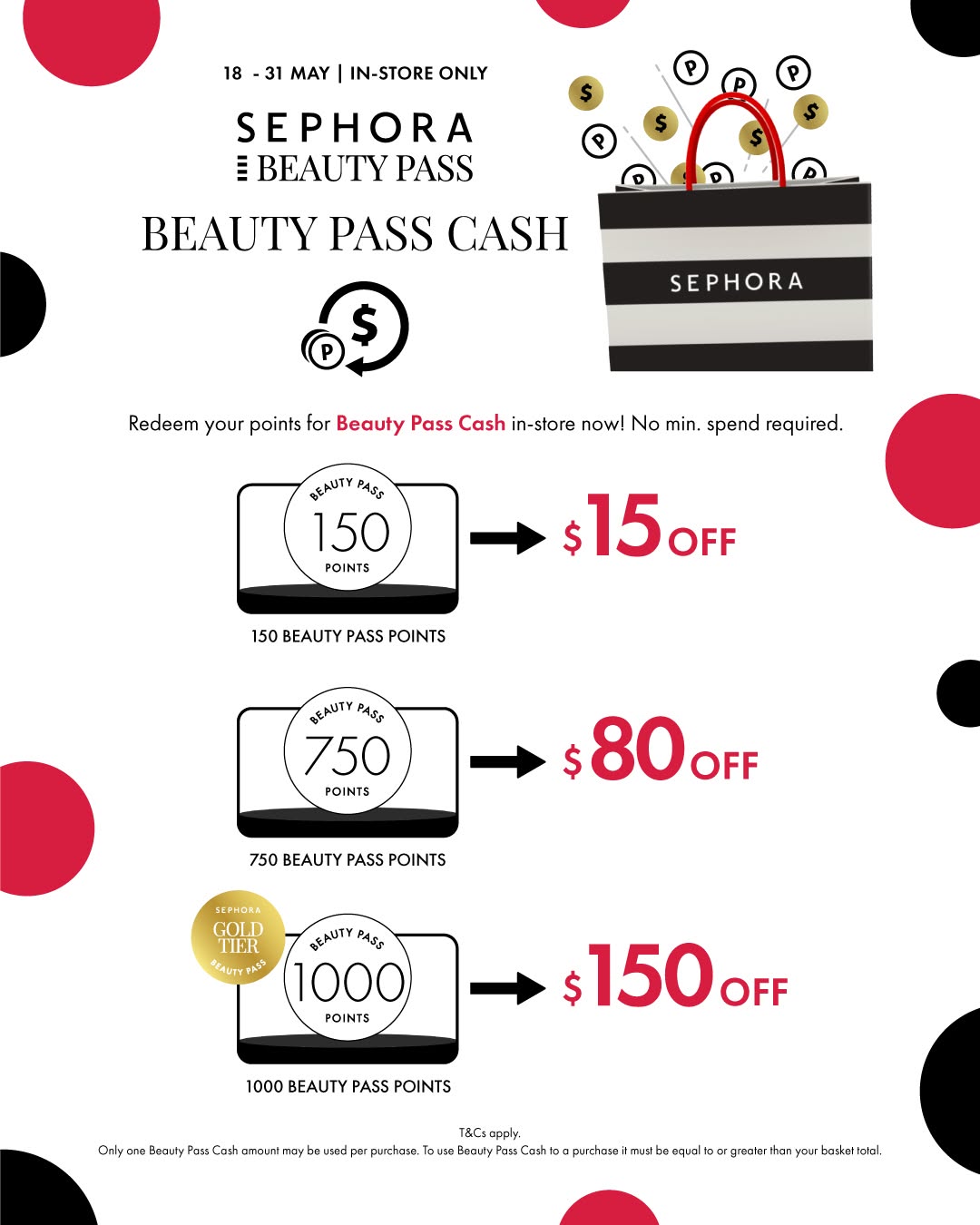 sephora: Beauty Pass members redeem points as cash discounts in-store (May 18-31): $15…