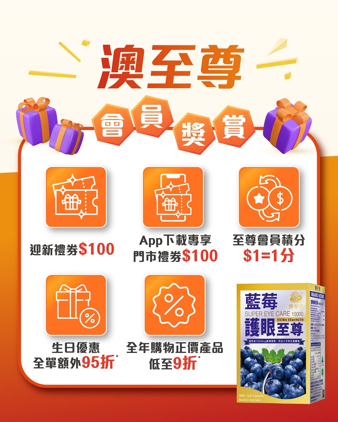 ausupreme — Join membership to get HK$100 welcome voucher + HK$100 app bonus, earn 1 point per HK$1 spent, member pricing from 10% off, and birthday bonus 5% off.