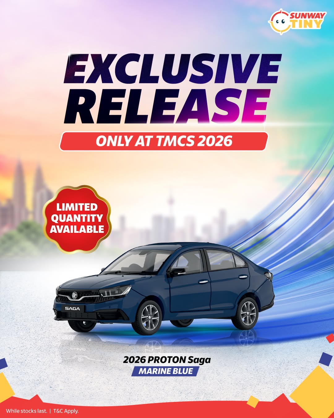 tiny world — Special offer with every purchase at The Model Car Show 2026. Limited-edition PROTON Saga scale model exclusive to the event.