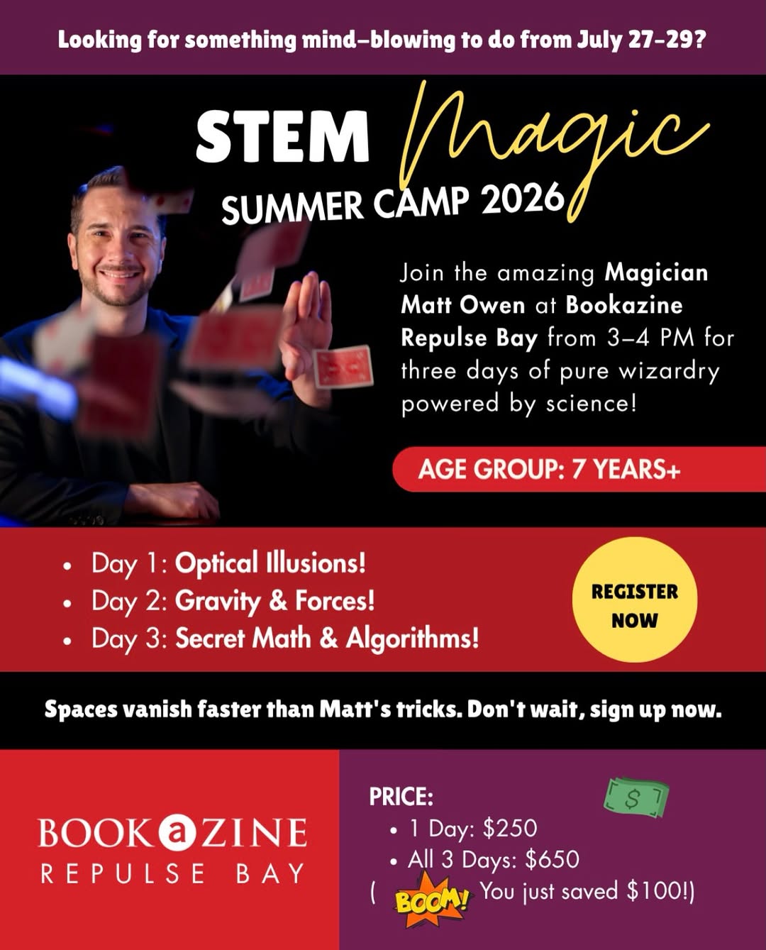 bookazin: Enroll in all 3 days of STEM Magic Summer Camp and save HK$100 compared to…