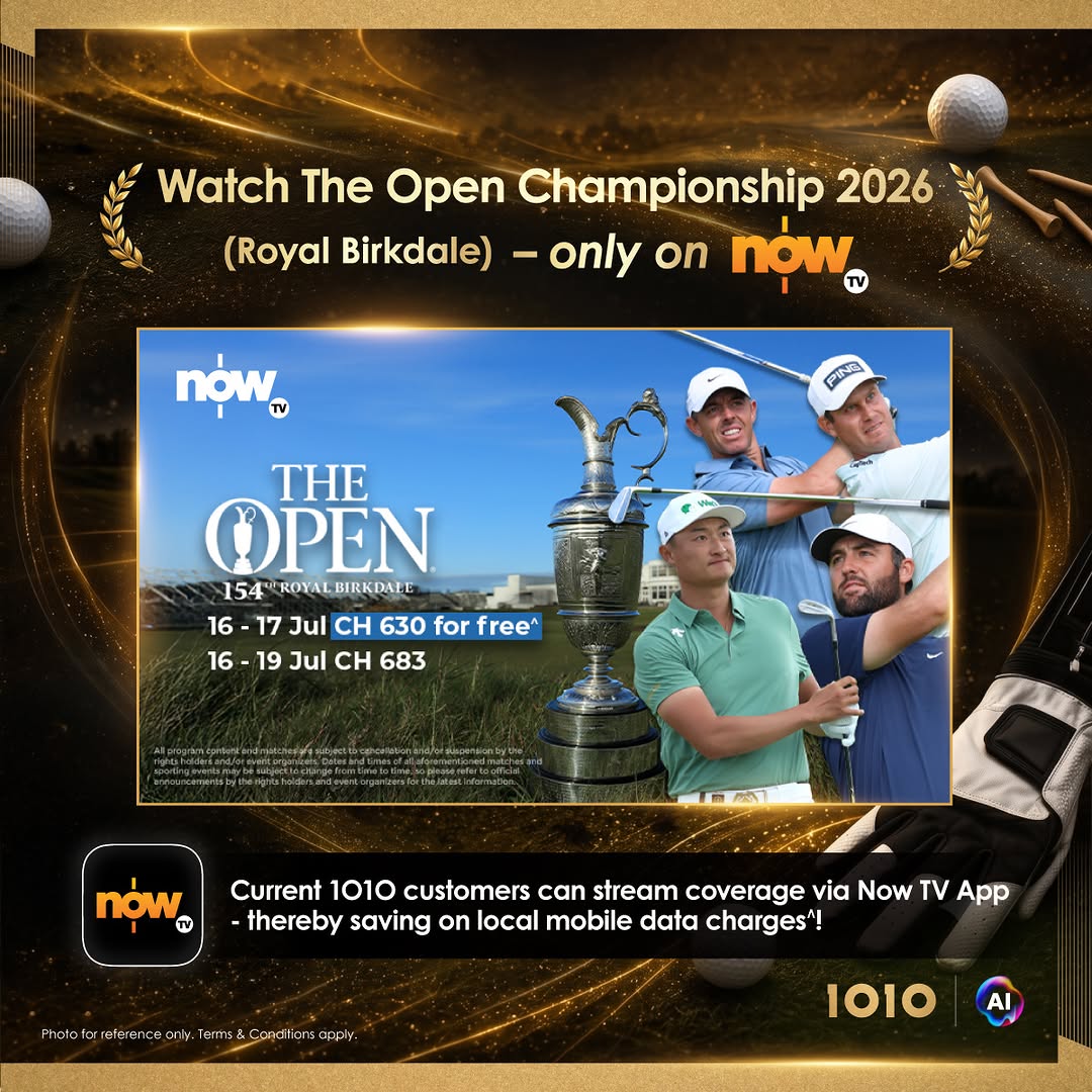 1010: 1O1O customers get free data when streaming The Open Championship 2026 on Now…