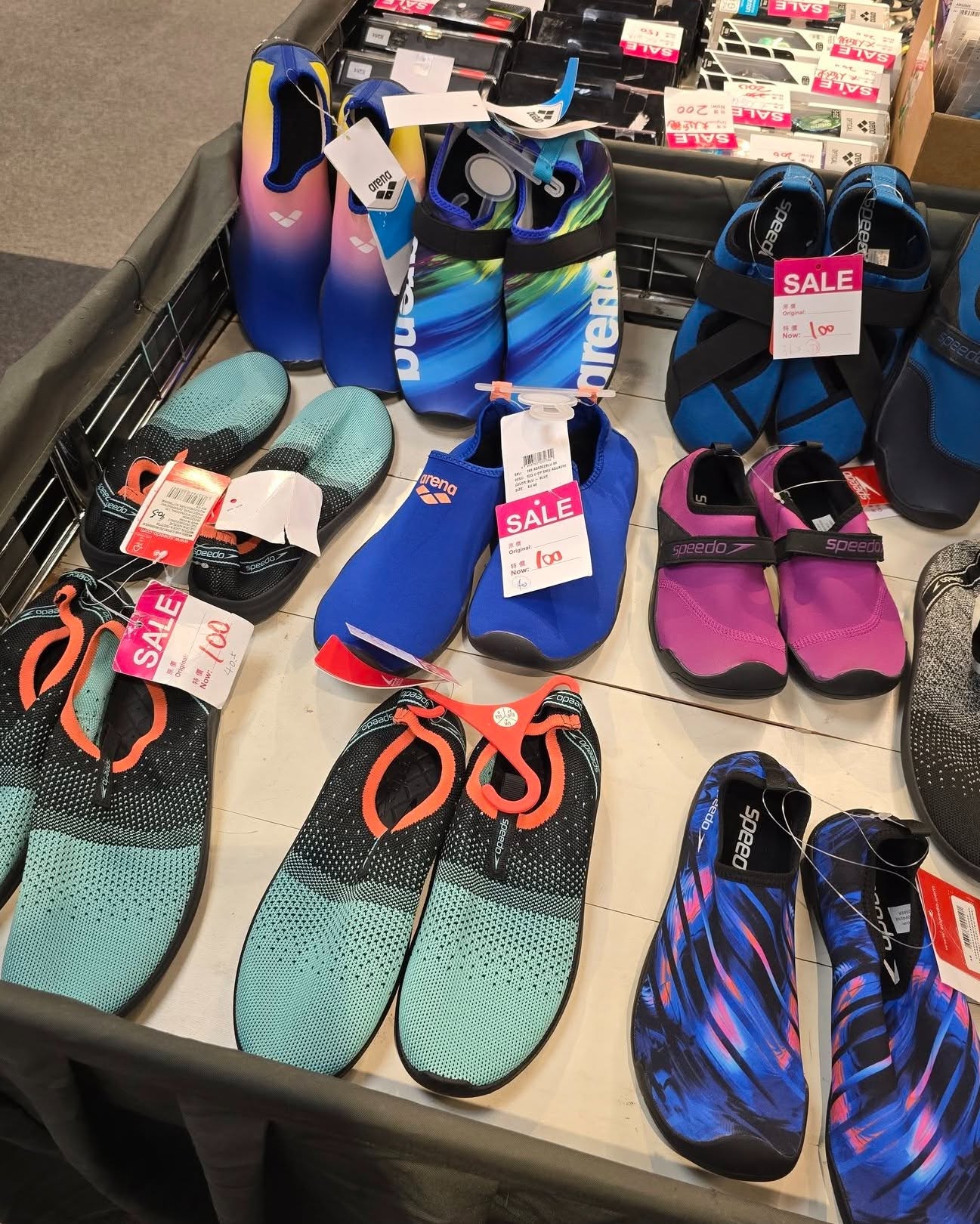 Harbour City Bazaar — Buy 4 get 1 free on arena and Speedo swimwear; fixed prices on swim/casual wear; spend $500 on crocs/Teva/UGG shoes to save $50.