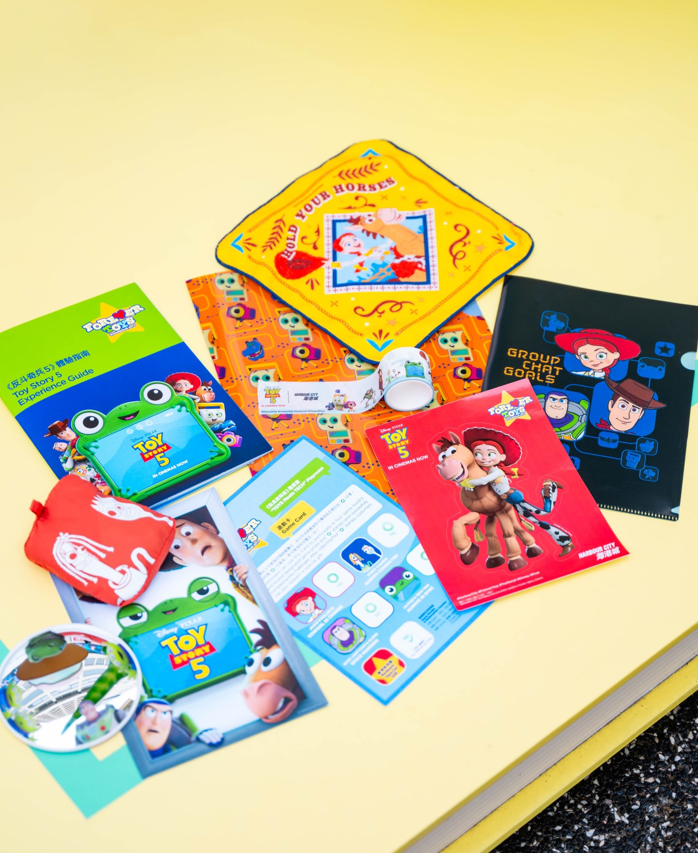 Harbour City — Get a game card, Foldable Eco Tote Blind Box, and Toy Story 5 Experience Guide Stamp Rally Booklet for HK$140. Collect stamps to redeem exclusive selfie mirror blind box.