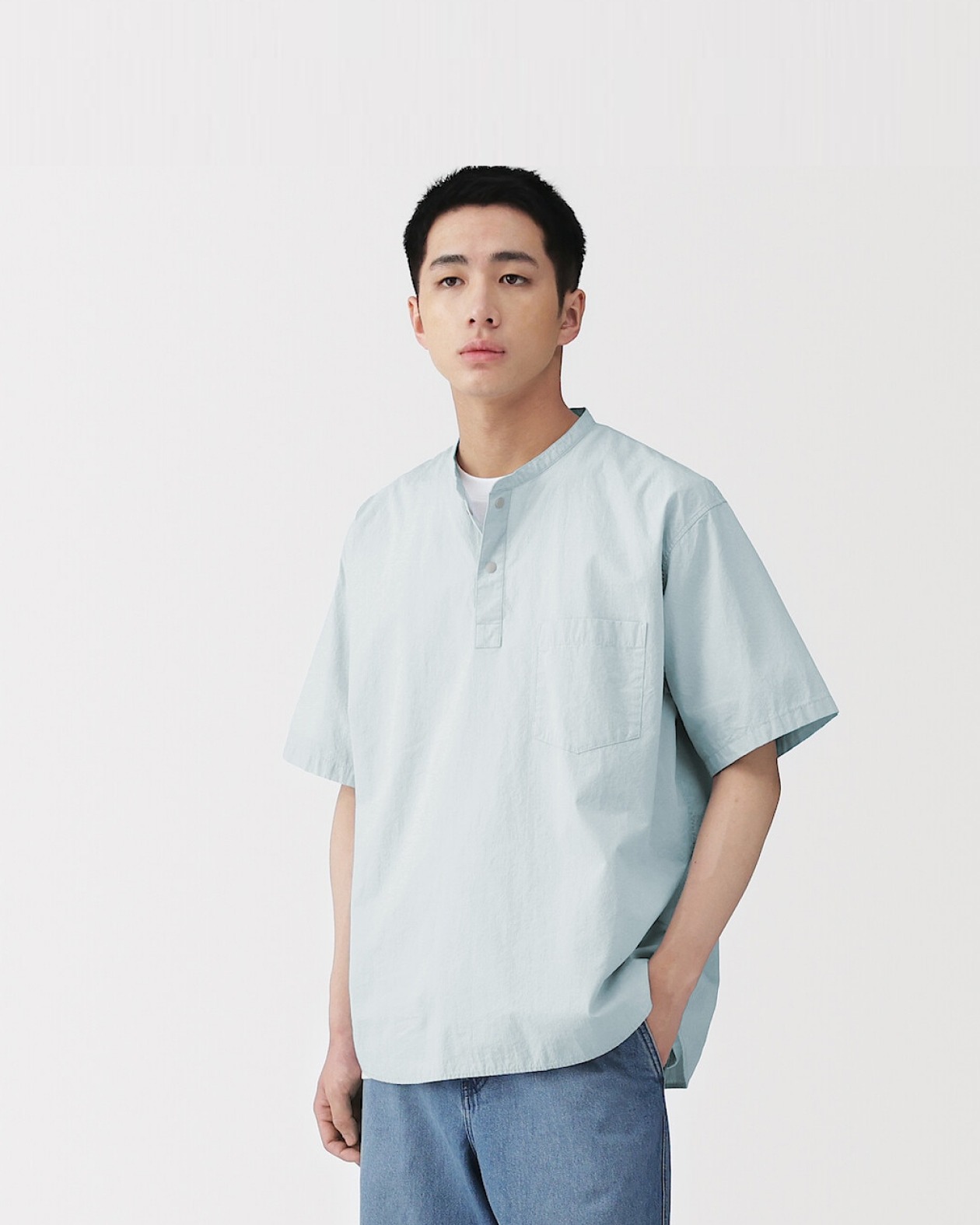 MUJI: 20% off men's organic cotton cool-touch henley short-sleeve T-shirt from now…