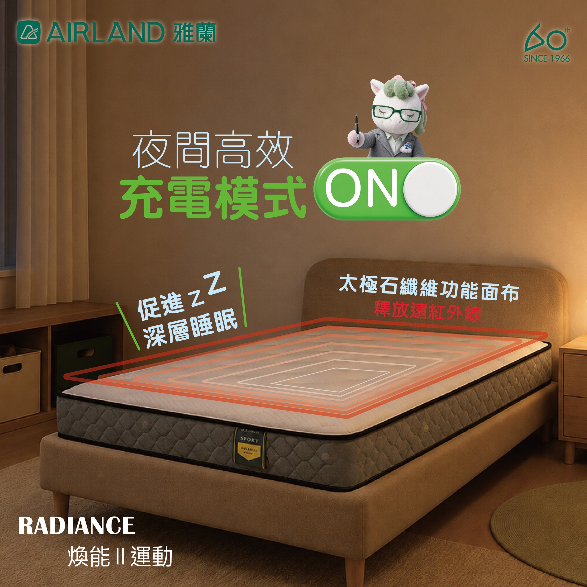 Airland — Radiance II Sport mattress at unified price HK$4,666, down from original HK$6,660–HK$14,860. September back-to-school promotion.