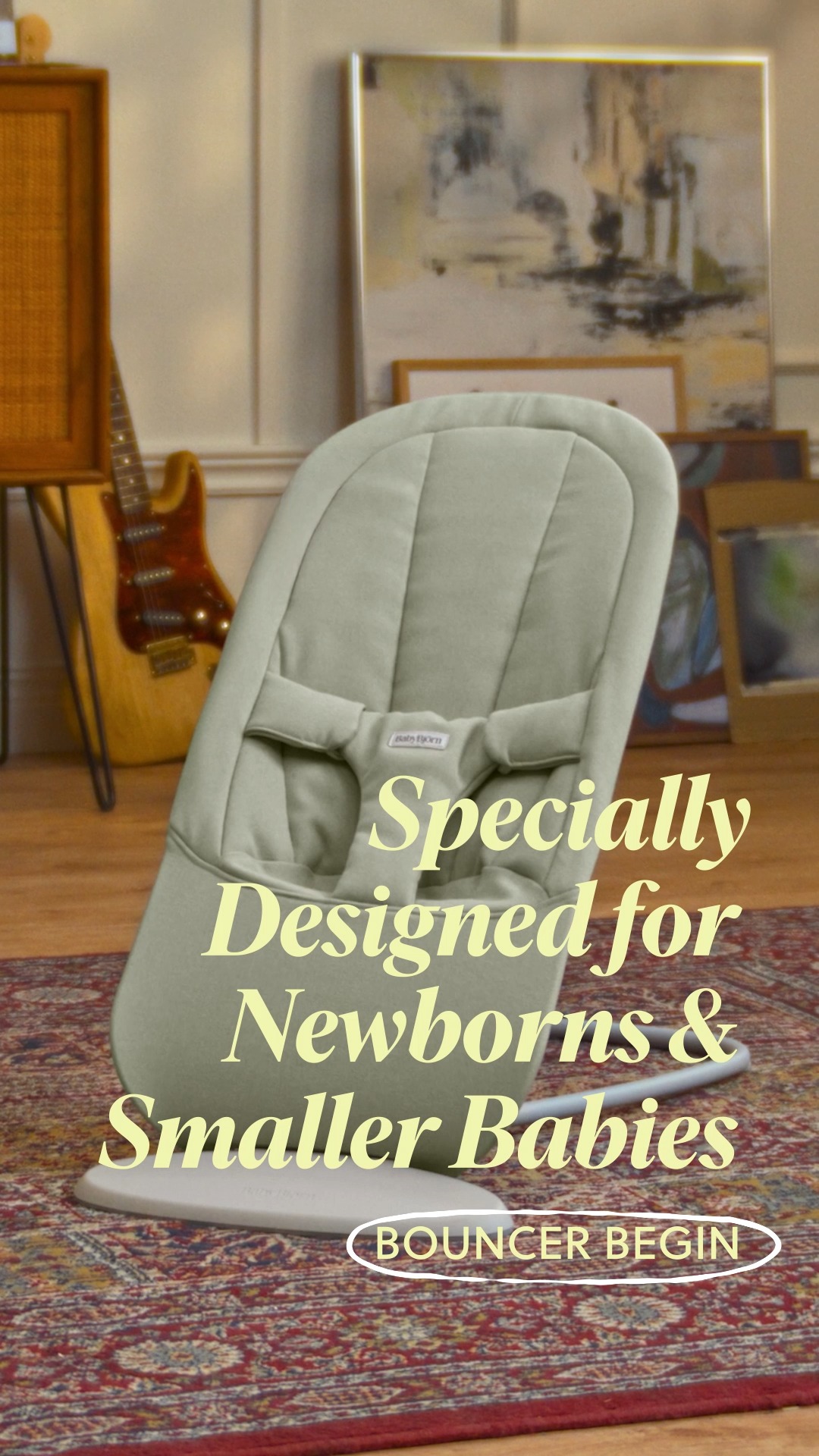 Free limited-edition BabyBjörn bear plush toy with purchase of Bouncer Begin or Baby Carrier Hold.