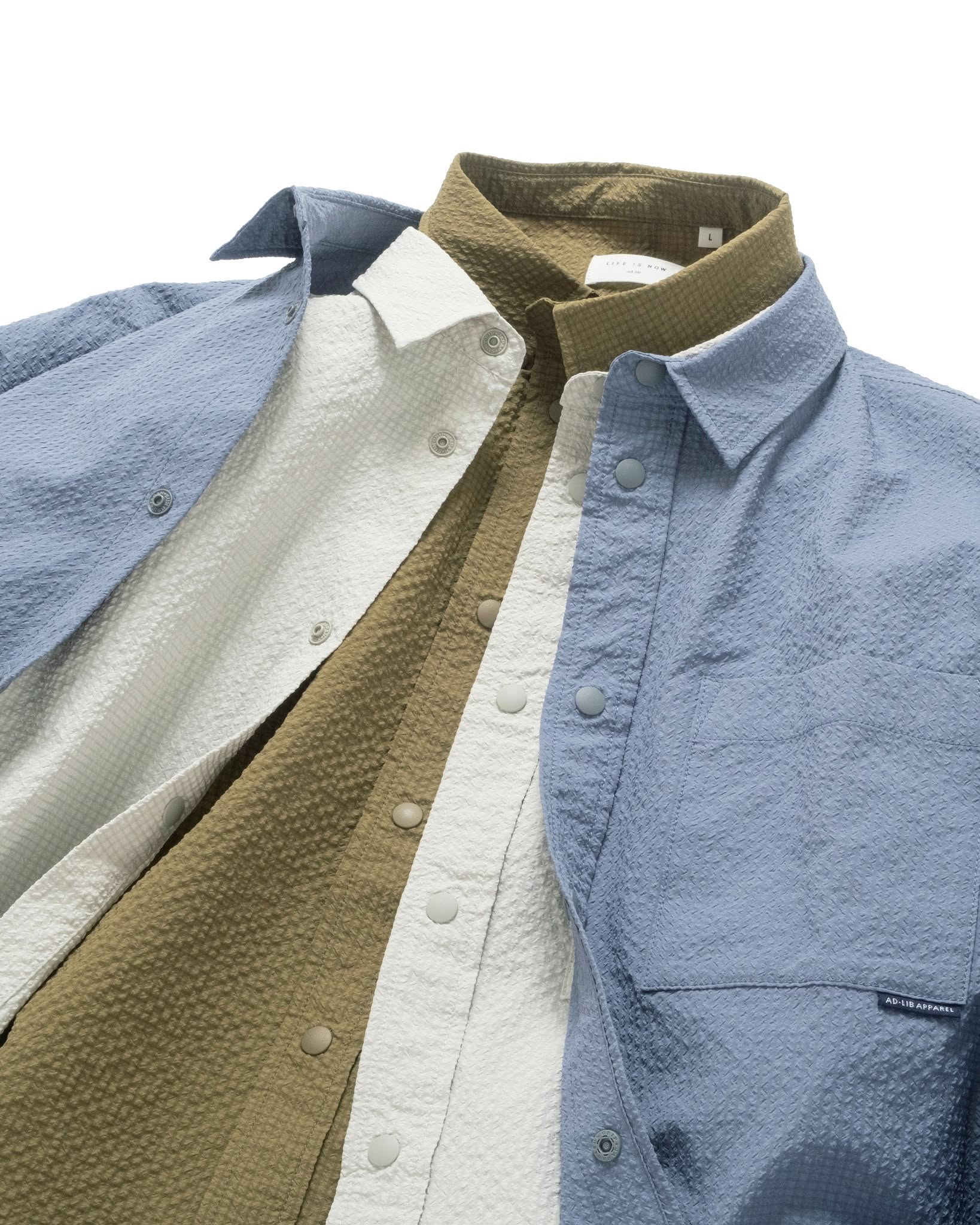 adlib — New Ultra Light shirt collection at limited-time trial pricing. Features lightweight Seersucker fabric with water-resistance and wrinkle-free properties.