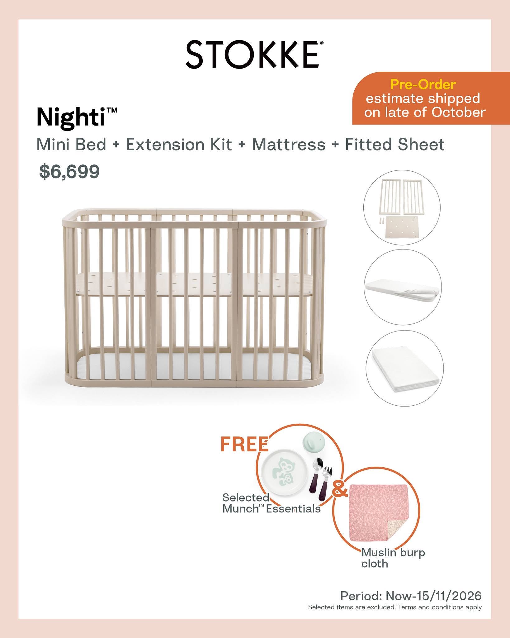 Mothercare Hong Kong — Limited-time offers on selected Stokke products (TrippTrapp, Nomi, YOYO, FlexiBath, Sleepi, Jetkids, MuTable) plus shopping privileges with Nighti bed pre-order.