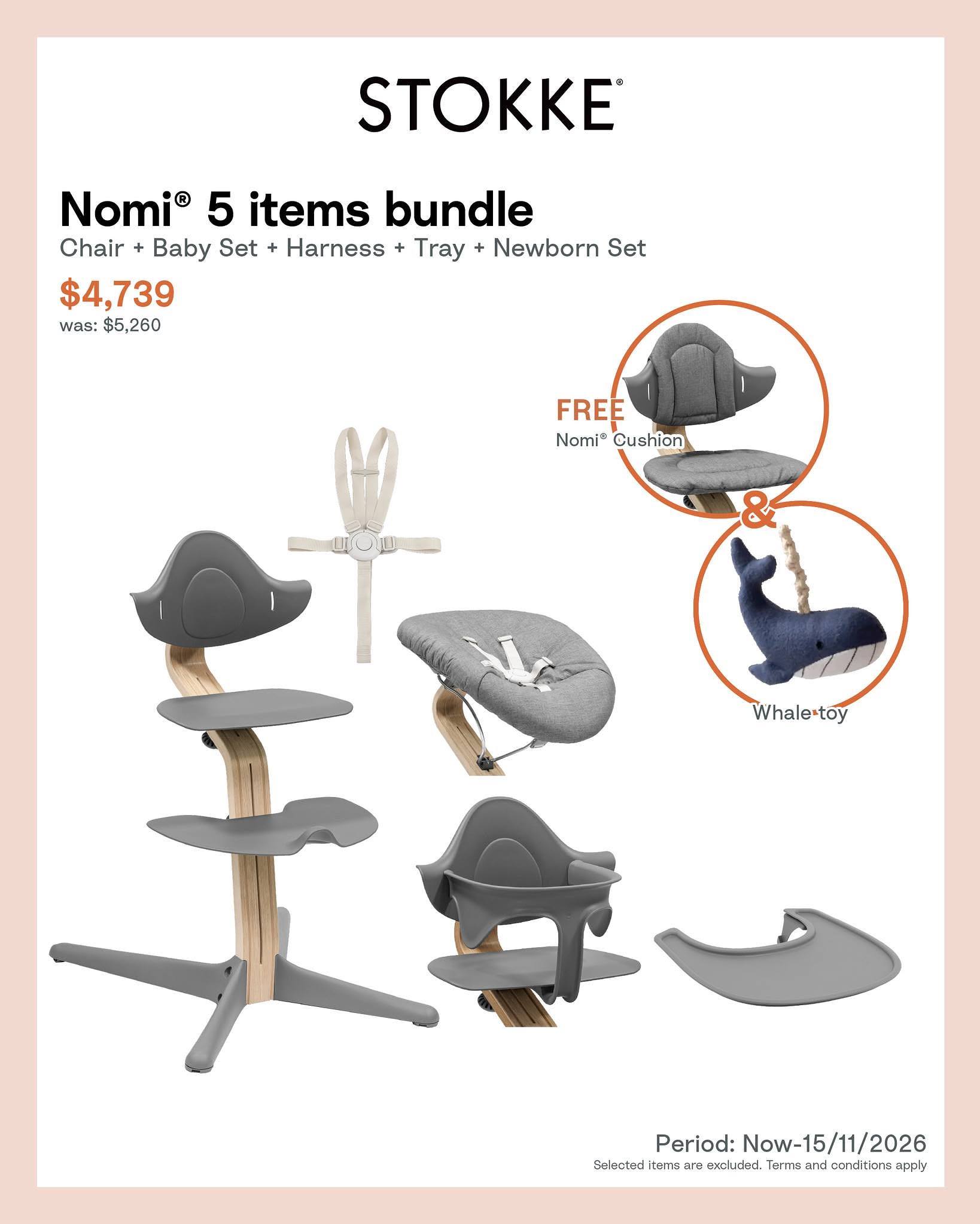 Mothercare Hong Kong — Limited-time offers on selected Stokke products (TrippTrapp, Nomi, YOYO, FlexiBath, Sleepi, Jetkids, MuTable) plus shopping privileges with Nighti bed pre-order.