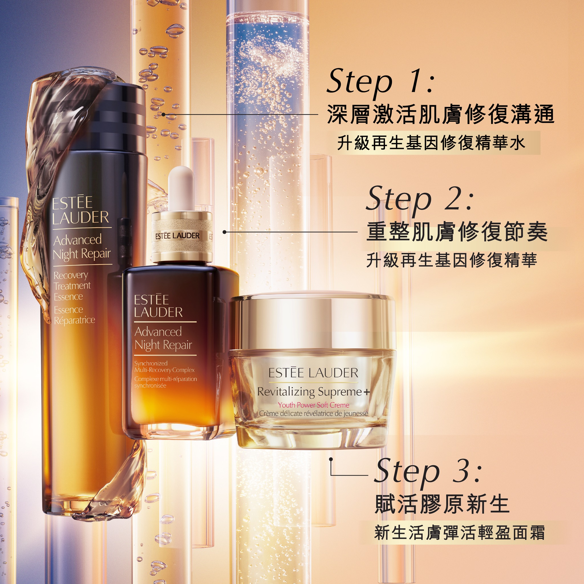 estee lauder — Free gift set (HK$401 value) with membership signup + product purchase; free 7-piece set (HK$1,348 value) when spending HK$1,880+. HK$200 consultation fee credited toward purchases within 14 days.