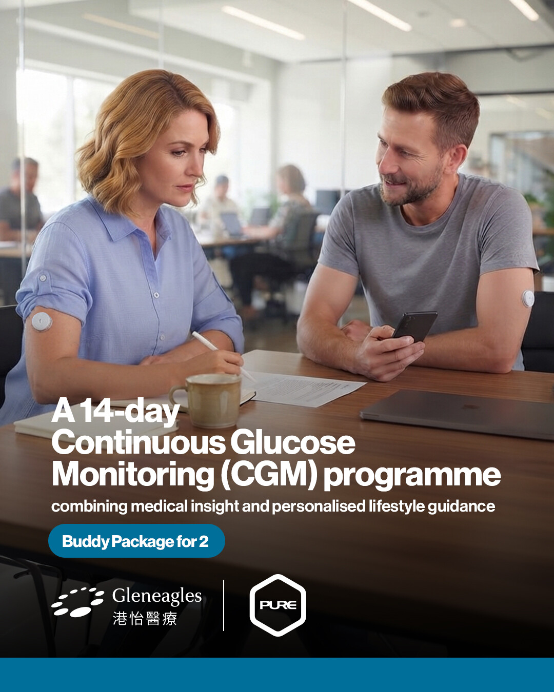 CGM Buddy Package for 2 at HK$2,200. Real-time insights into how meals, sleep and stress affect energy levels.