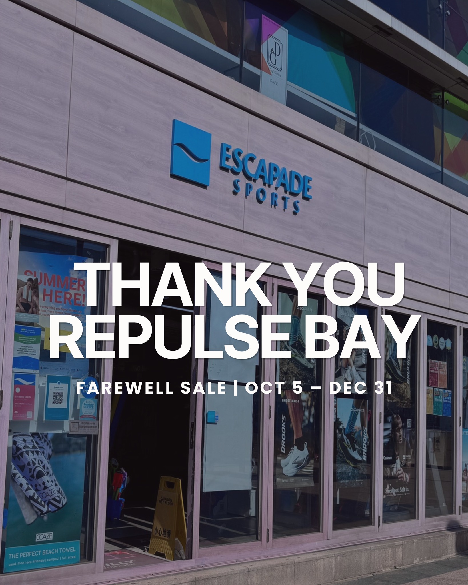Farewell Sale at Repulse Bay store from October 5 to December 31 with thank-you card with every purchase.