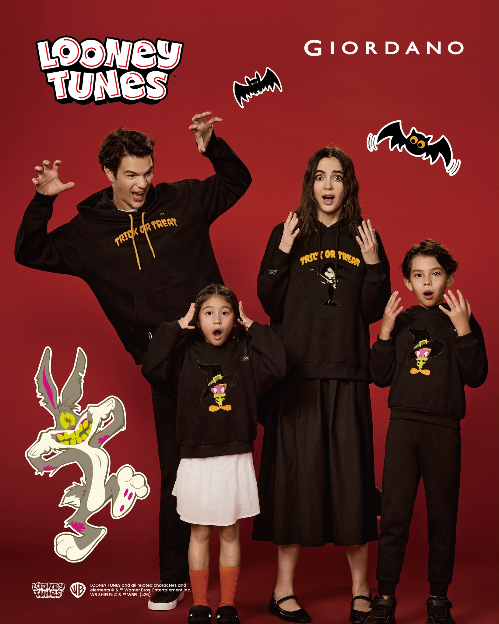Halloween limited-time offer on Looney Tunes collection sweatshirts for men, women, and kids.