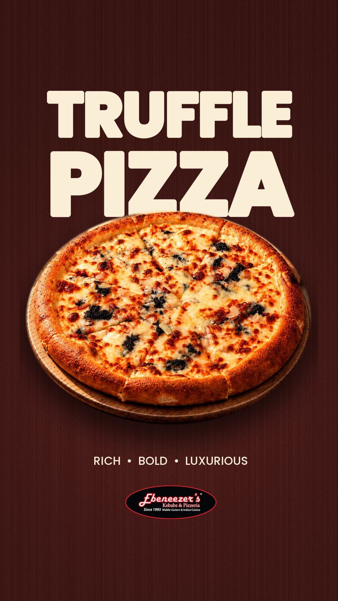 Buy 1 Neapolitan Pizza, get 1 free every Tuesday at 3 selected Ebeneezer's branches.