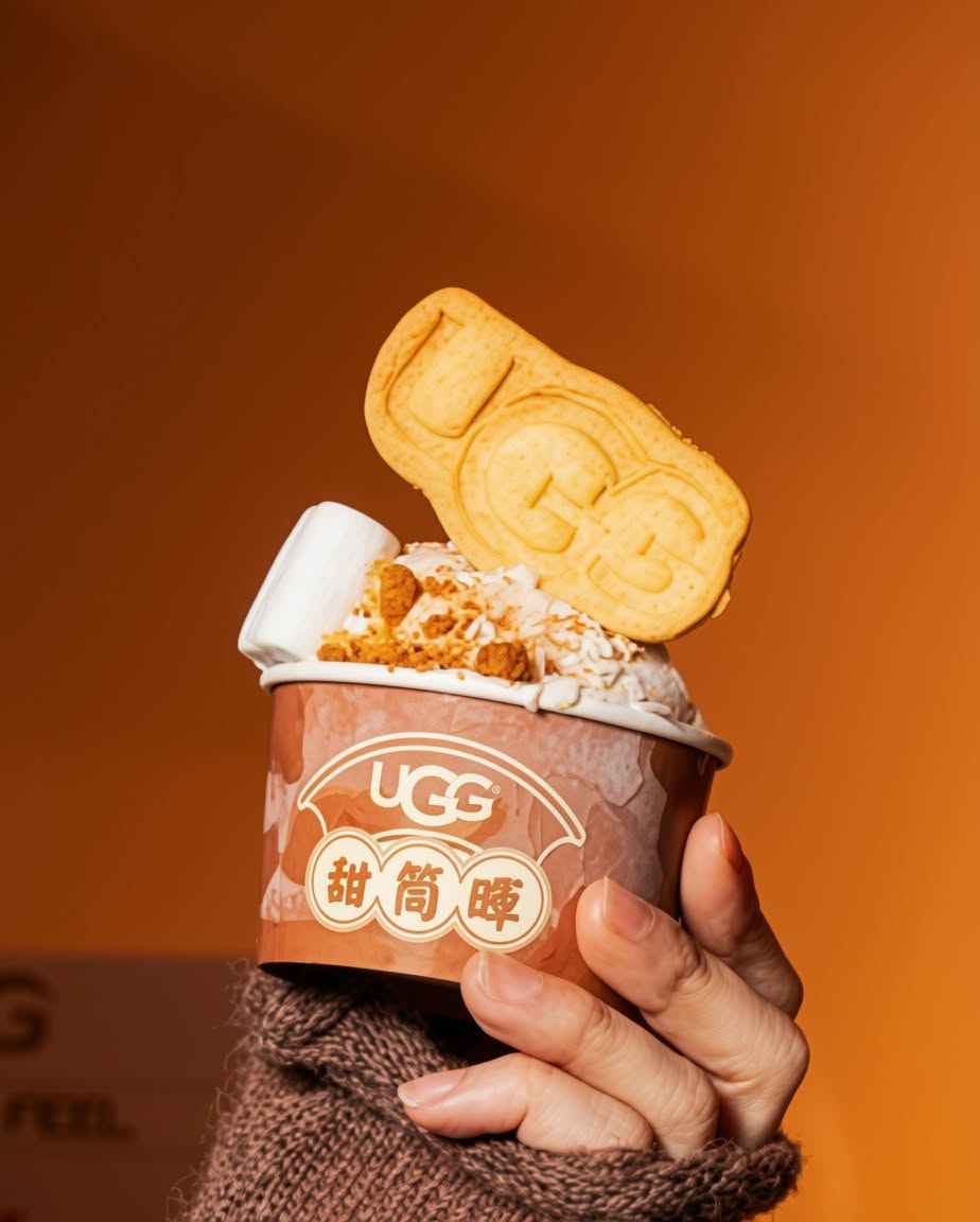 Free limited-edition gelato with social share, ice cream voucher, or UGG VIP membership sign-up at pop-up experience.