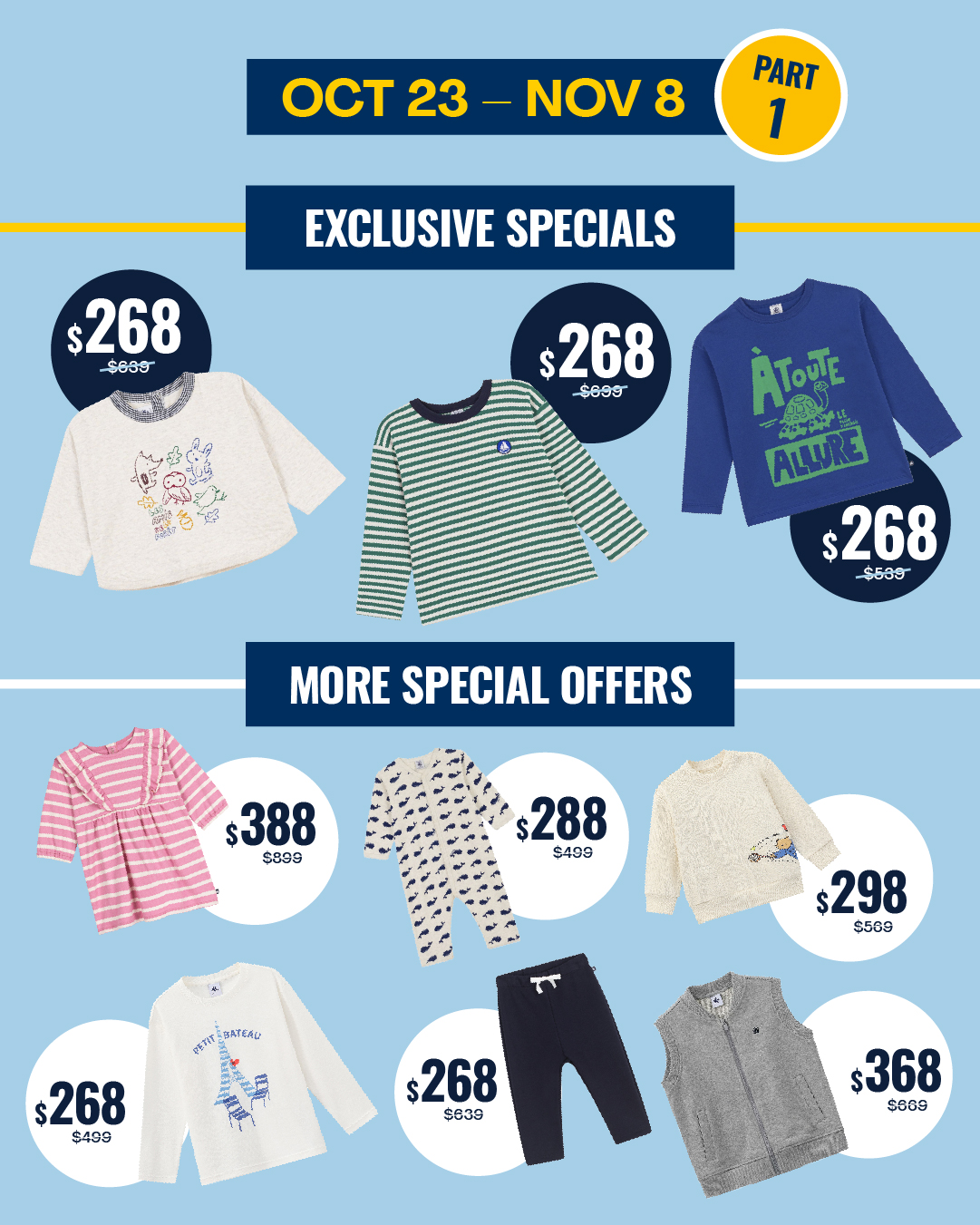 petit bateau — Buy more, save more: up to 60% off at SOGO locations. Causeway Bay: 20% off 1 item or 40% off 3 items. Kai Tak Outlet: 50% off 1 item or 60% off 2 items.