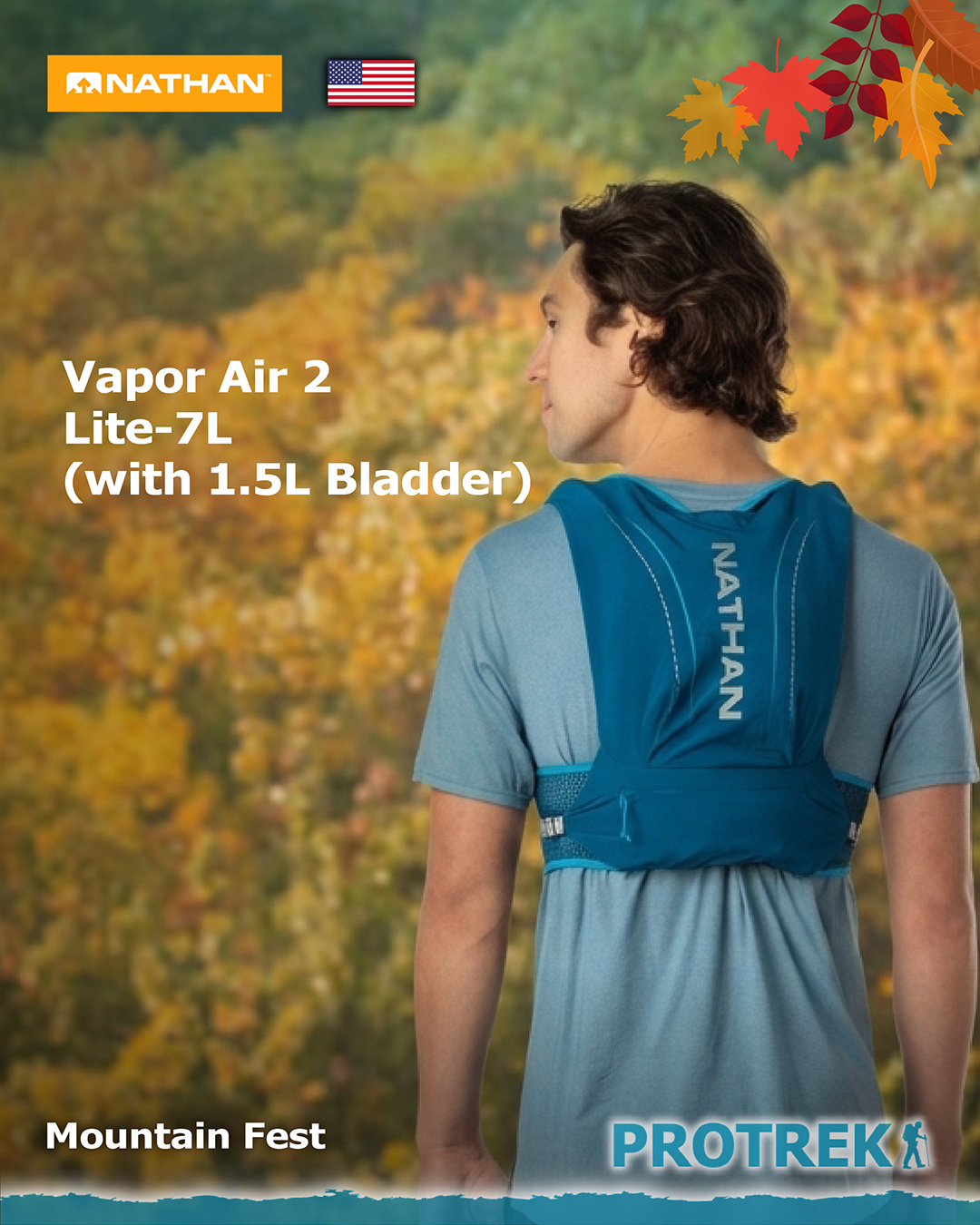 Protrek — Nathan running gear: bestsellers at 40% off, selected lightweight bags and hydration packs at 25% off.