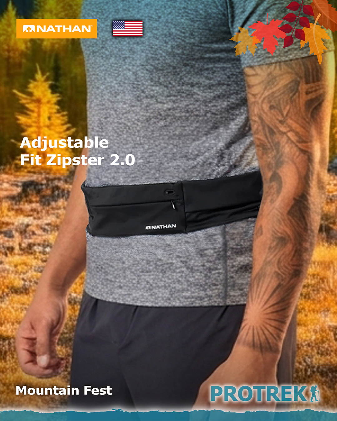 Protrek — Nathan running gear: bestsellers at 40% off, selected lightweight bags and hydration packs at 25% off.