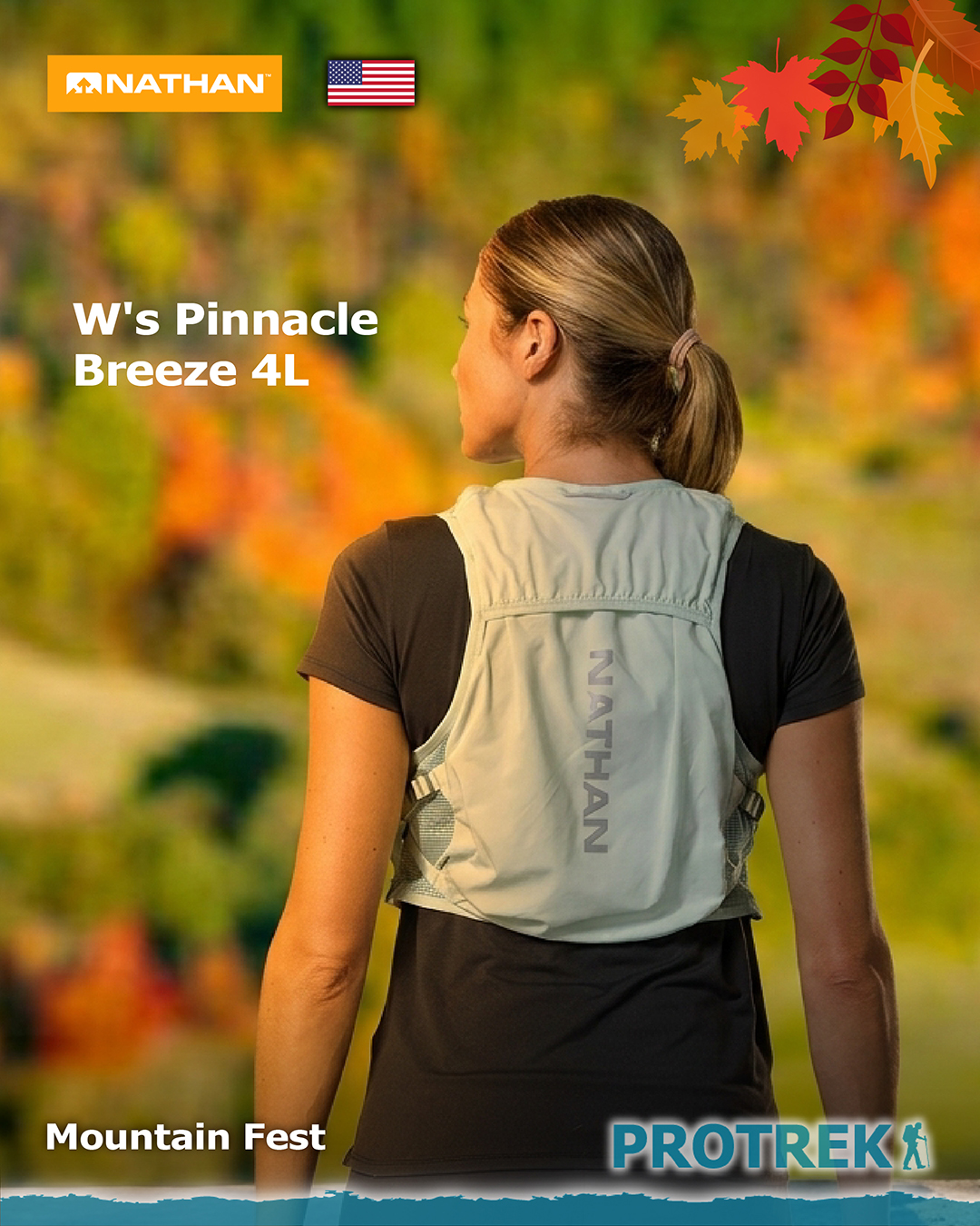 Protrek — Nathan running gear: bestsellers at 40% off, selected lightweight bags and hydration packs at 25% off.
