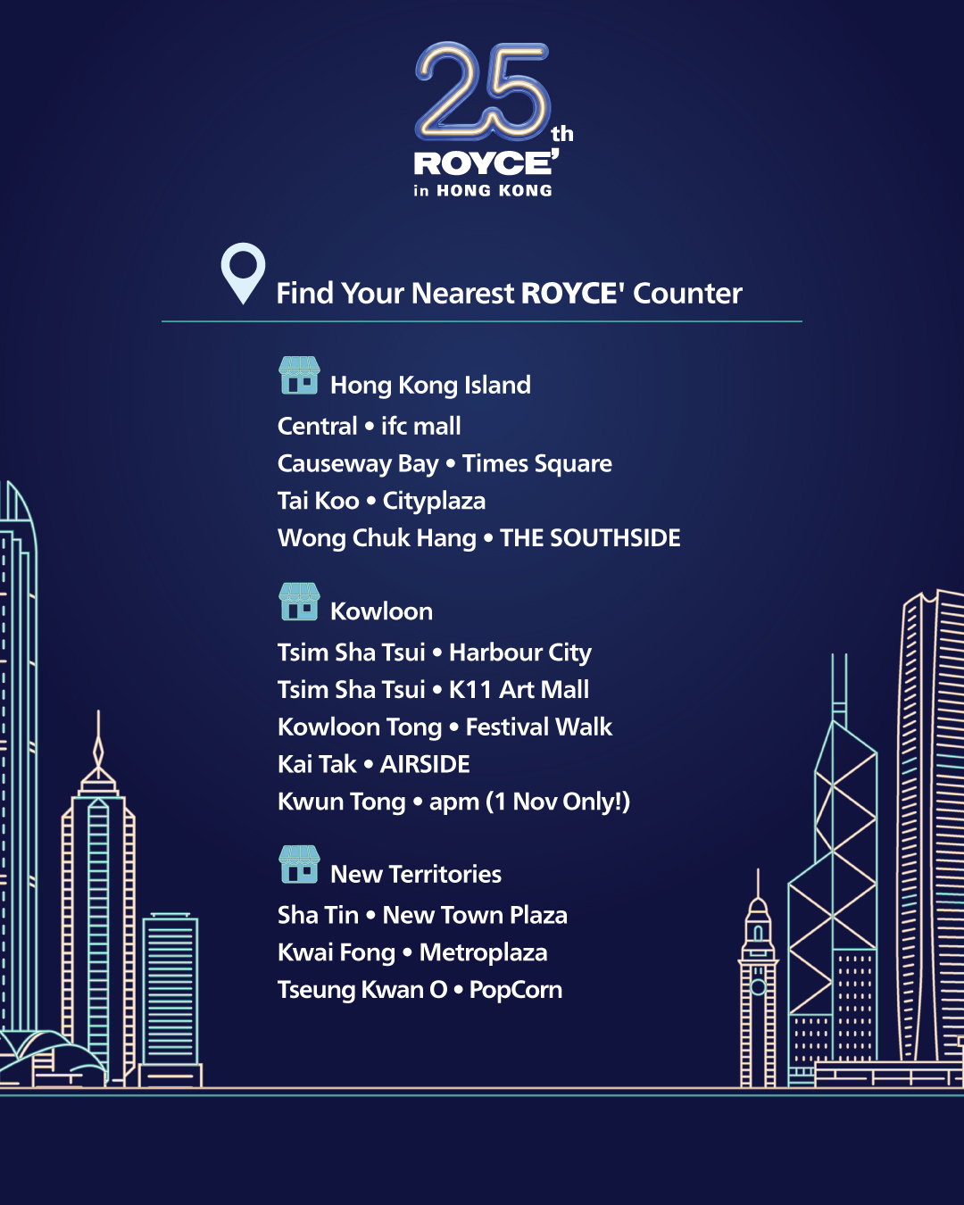 royce chocolate — Free ROYCE' chocolate gift with in-store photo at 25th-anniversary event. Limited 50 per counter daily.