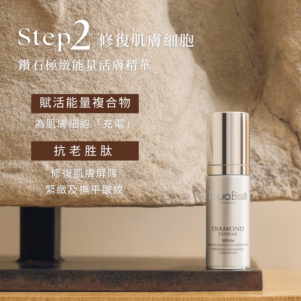 natura bisse — Diamond Skincare Set bundle at exclusive price HK$4,520, valued at HK$6,310. Includes 2 serums plus 3-piece travel set.