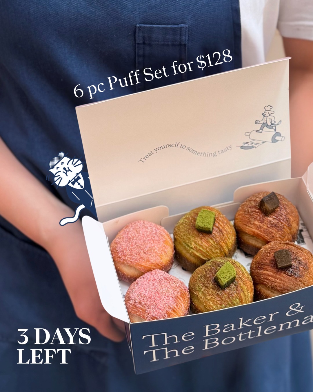 Buy 4 Crunch Puff pieces, get 2 free. 6 pieces total for HK$128.