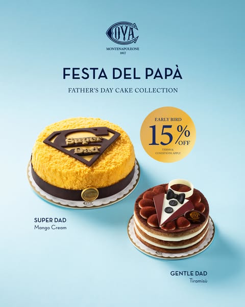 COVA Milano - Hong Kong: 15% off Father's Day cake collection with promo code BESTDAD by June 7
