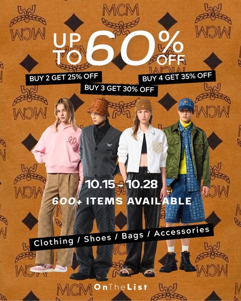 Buy 2-4 items and get up to 35% extra discount on MCM fashion and accessories.