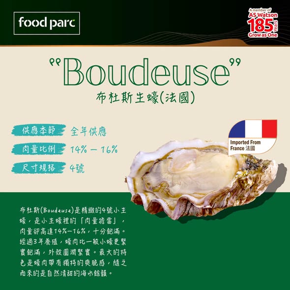 Park'n'Shop — Buy 12 French oysters on Wednesdays and enjoy 20% off. Buy & Cook service available.